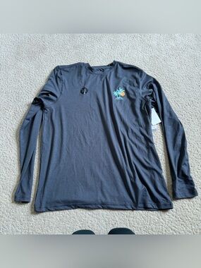 NWT Burnside Men's Quick Dry Long Sleeve Pullover Shirt UPF 30+ Small Charcoal